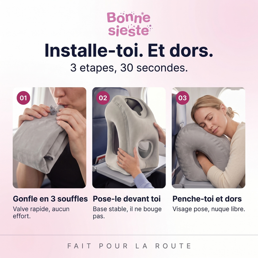 Coussin de voyage gonflable - Bonne Sieste™
